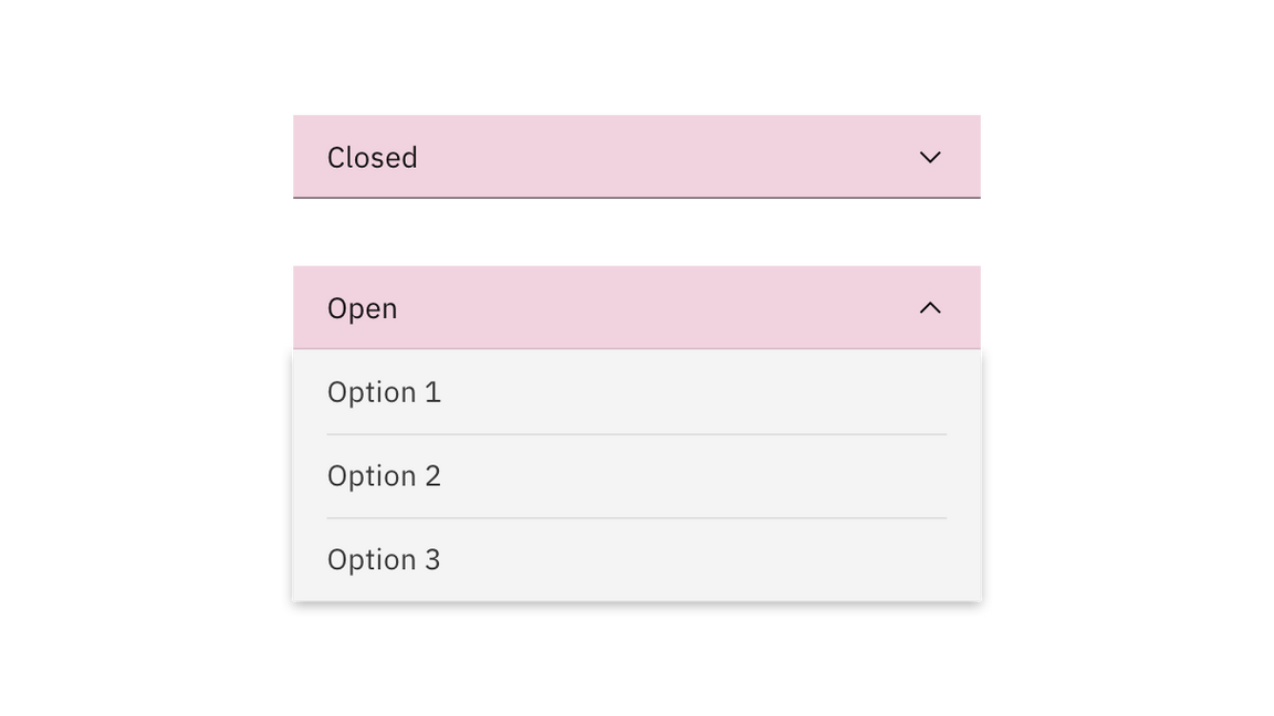 Dropdown closed and open state click targets.